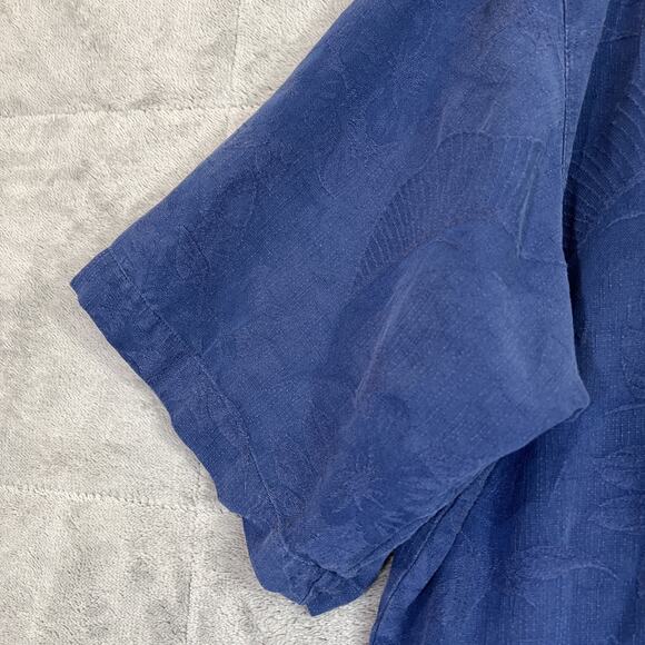 Pusser's Island Reserve Camp Shirt Mens XL Blue Silk Cotton Tropical Hawaiian - Picture 4 of 14